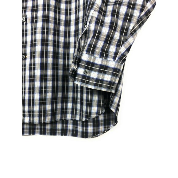 Robert Talbott Carmel Men's Long Sleeve XL Blue Black Gray Check Shirt A67 - Picture 3 of 4